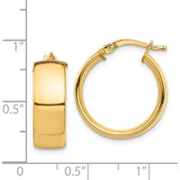 14K Yellow Gold Polished 7mm Hoop Earrings - Timeless Classic by 0