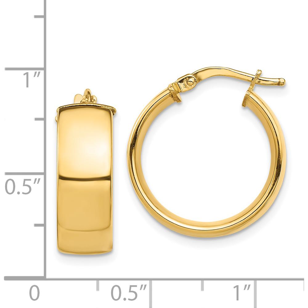 14K Yellow Gold Polished 7mm Hoop Earrings - Timeless Classic by 0
