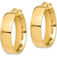 14K Yellow Gold Polished 7mm Medium Hoop Earrings - Elegant Everyday Jewelry by 0