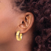 14K Yellow Gold Polished 7mm Medium Hoop Earrings - Elegant Everyday Jewelry by 0