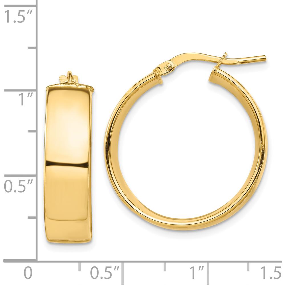 14K Yellow Gold Polished 7mm Medium Hoop Earrings - Elegant Everyday Jewelry by 0