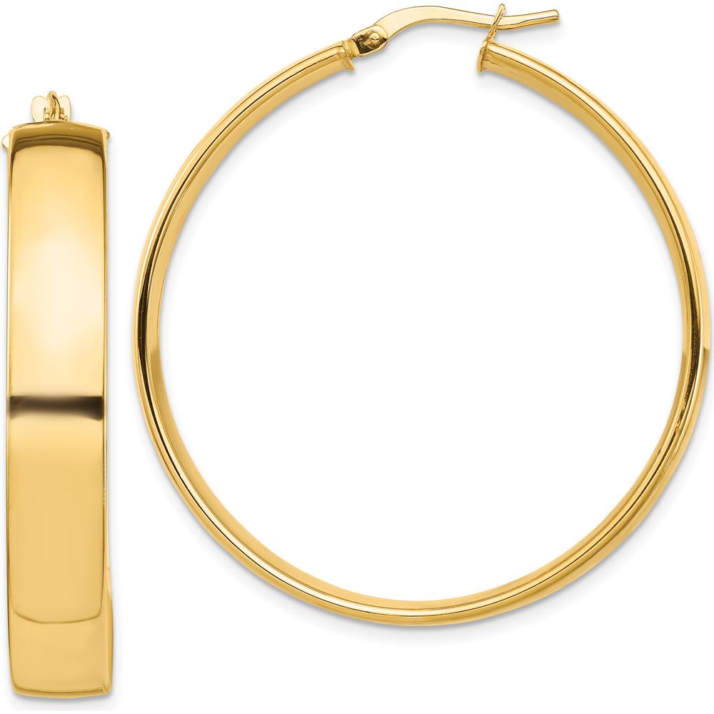 14K Yellow Gold Polished 7mm Medium Hoop Earrings by 0