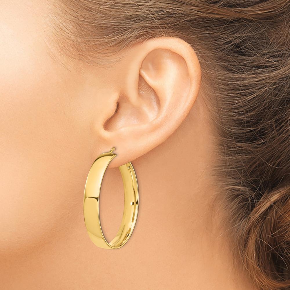 14K Yellow Gold Polished 7mm Medium Hoop Earrings by 0