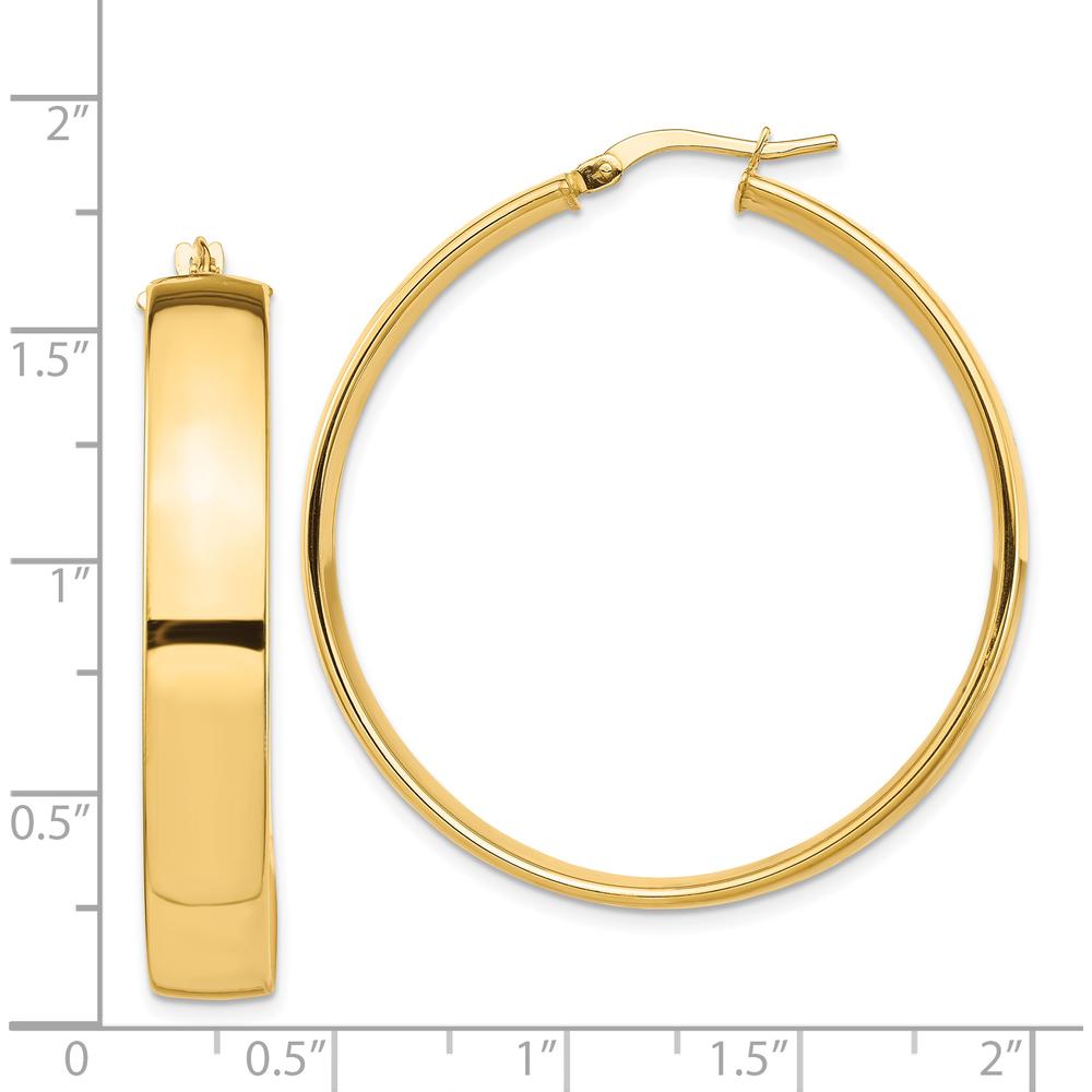 14K Yellow Gold Polished 7mm Medium Hoop Earrings by 0