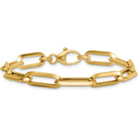 14K Yellow Gold Polished 7mm Paperclip Link Chain Bracelet - 7.5" Length by 0