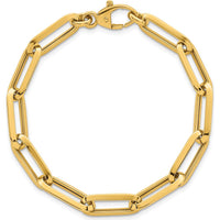14K Yellow Gold Polished 7mm Paperclip Link Chain Bracelet - 7.5" Length by 0