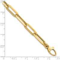14K Yellow Gold Polished 7mm Paperclip Link Chain Bracelet - 7.5" Length by 0