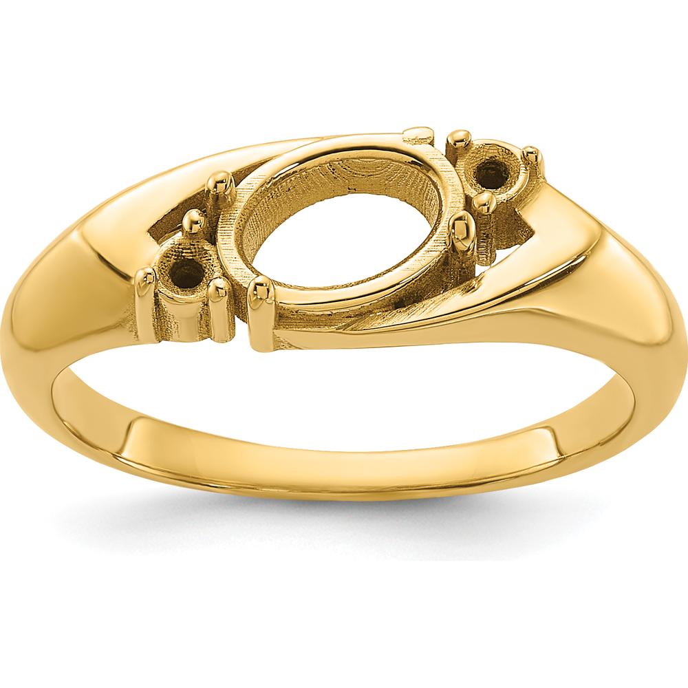 14K Yellow Gold Polished 7x5mm Oval Gemstone Ring Mounting with 0.06 Carat Diamond Accents by Monteluci Fine Jewelry