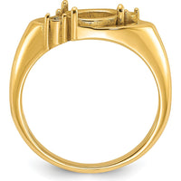 14K Yellow Gold Polished 7x5mm Oval Gemstone Ring Mounting with 0.06 Carat Diamond Accents by Monteluci Fine Jewelry