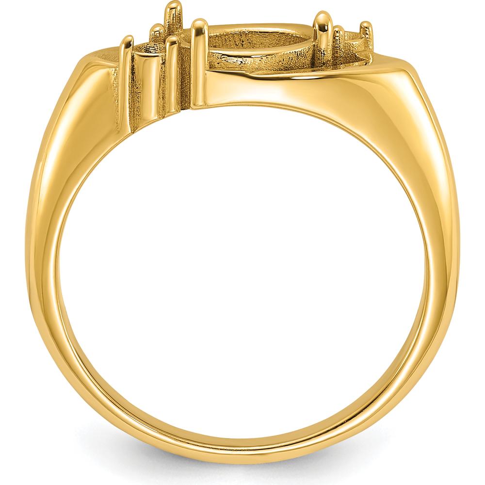14K Yellow Gold Polished 7x5mm Oval Gemstone Ring Mounting with 0.06 Carat Diamond Accents by Monteluci Fine Jewelry