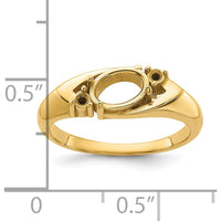 14K Yellow Gold Polished 7x5mm Oval Gemstone Ring Mounting with 0.06 Carat Diamond Accents by Monteluci Fine Jewelry