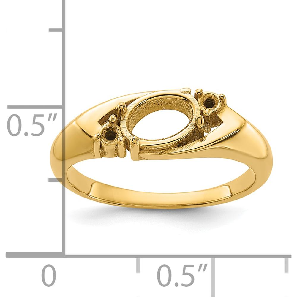 14K Yellow Gold Polished 7x5mm Oval Gemstone Ring Mounting with 0.06 Carat Diamond Accents by Monteluci Fine Jewelry
