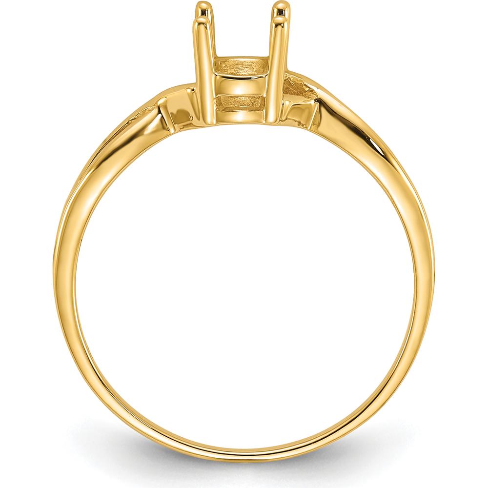 14K Yellow Gold Polished 7x5mm Oval Gemstone Ring Mounting with Twisted Shank Design by Monteluci Fine Jewelry