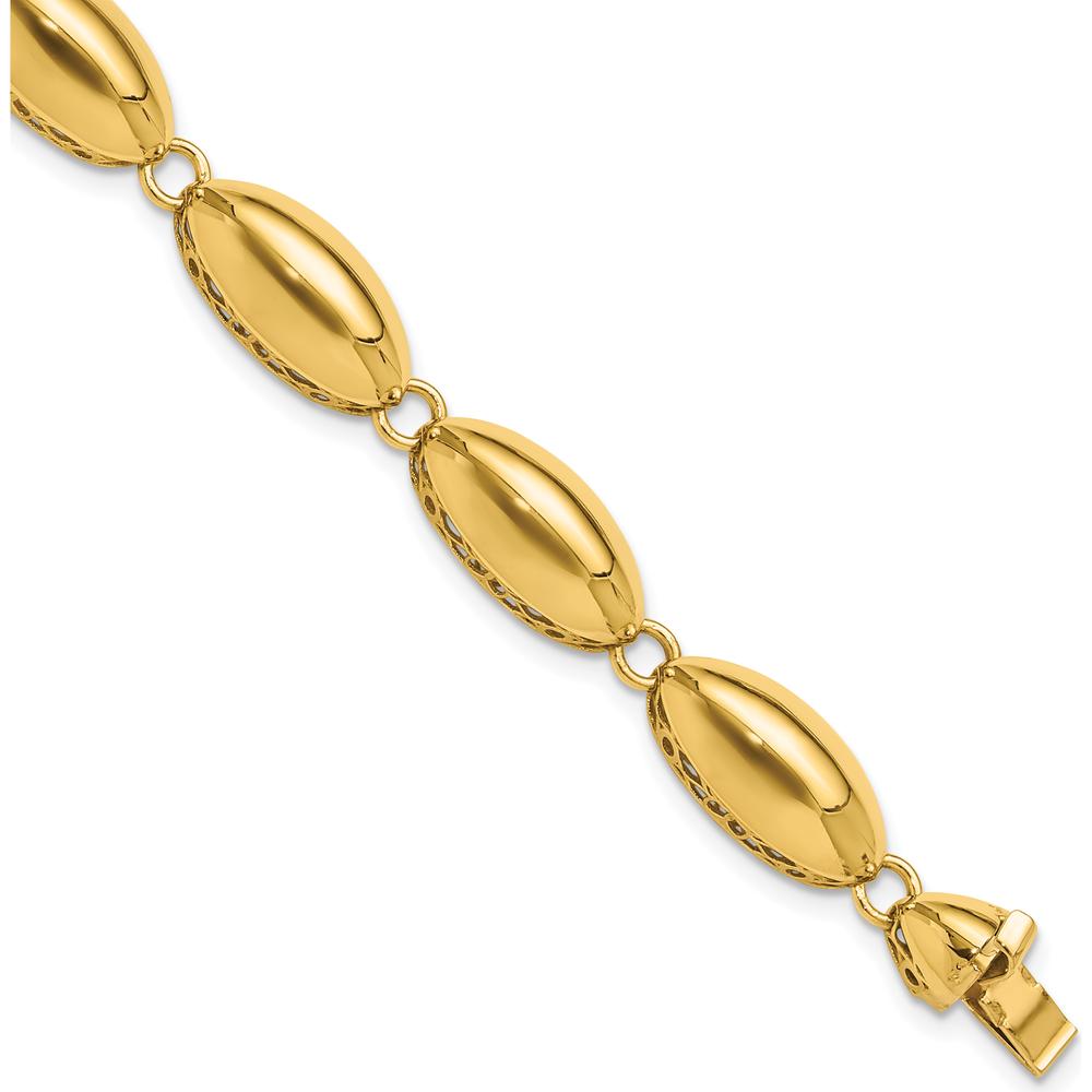 14K Yellow Gold Polished 8.2mm Fancy Oval Link 7.5" Bracelet by Oro Pregiato