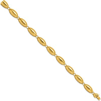 14K Yellow Gold Polished 8.2mm Fancy Oval Link 7.5" Bracelet by Oro Pregiato