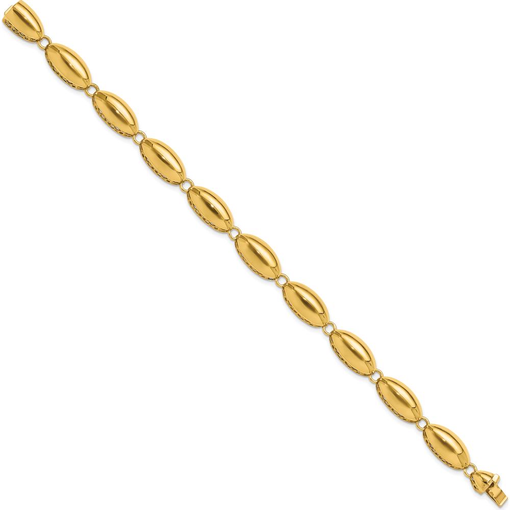 14K Yellow Gold Polished 8.2mm Fancy Oval Link 7.5" Bracelet by Oro Pregiato