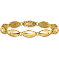 14K Yellow Gold Polished 8.2mm Fancy Oval Link 7.5" Bracelet by Oro Pregiato