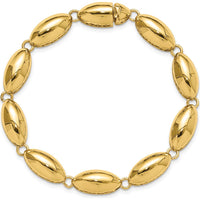 14K Yellow Gold Polished 8.2mm Fancy Oval Link 7.5" Bracelet by Oro Pregiato