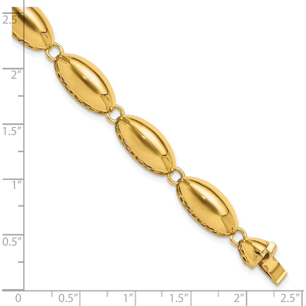 14K Yellow Gold Polished 8.2mm Fancy Oval Link 7.5" Bracelet by Oro Pregiato