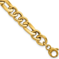 14K Yellow Gold Polished 8.3mm Fancy Figaro Link Chain Bracelet - 7.5" Length by 0
