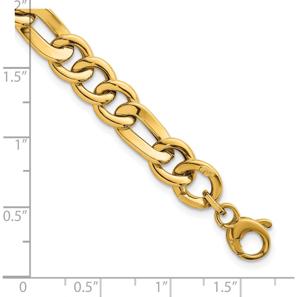 14K Yellow Gold Polished 8.3mm Fancy Figaro Link Chain Bracelet - 7.5" Length by 0