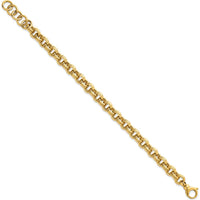 14K Yellow Gold Polished 8.5mm Double Link Cable Bracelet with Extender - 7.5" Length by 0