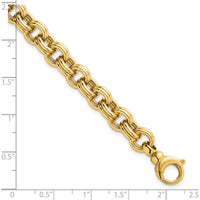 14K Yellow Gold Polished 8.5mm Double Link Cable Bracelet with Extender - 7.5" Length by 0