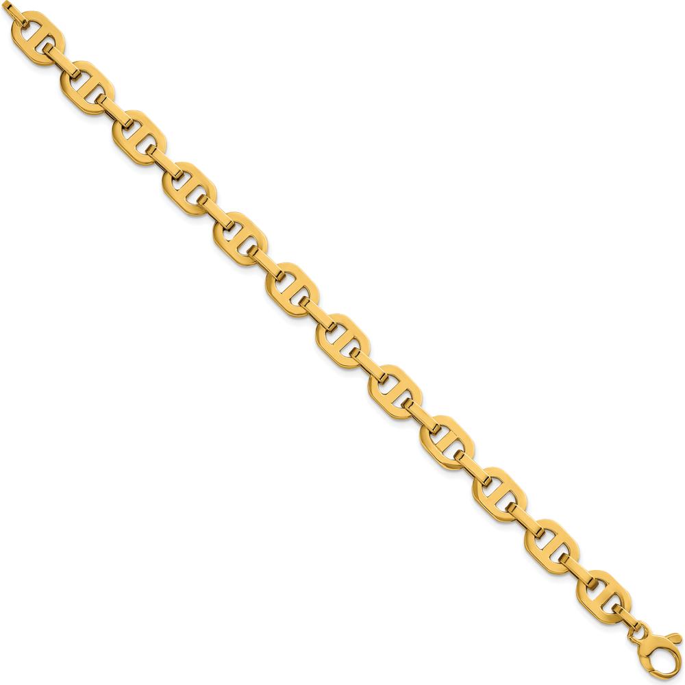 14K Yellow Gold Polished 8.5mm Fancy Anchor Link Bracelet - 7.5" Length by 0