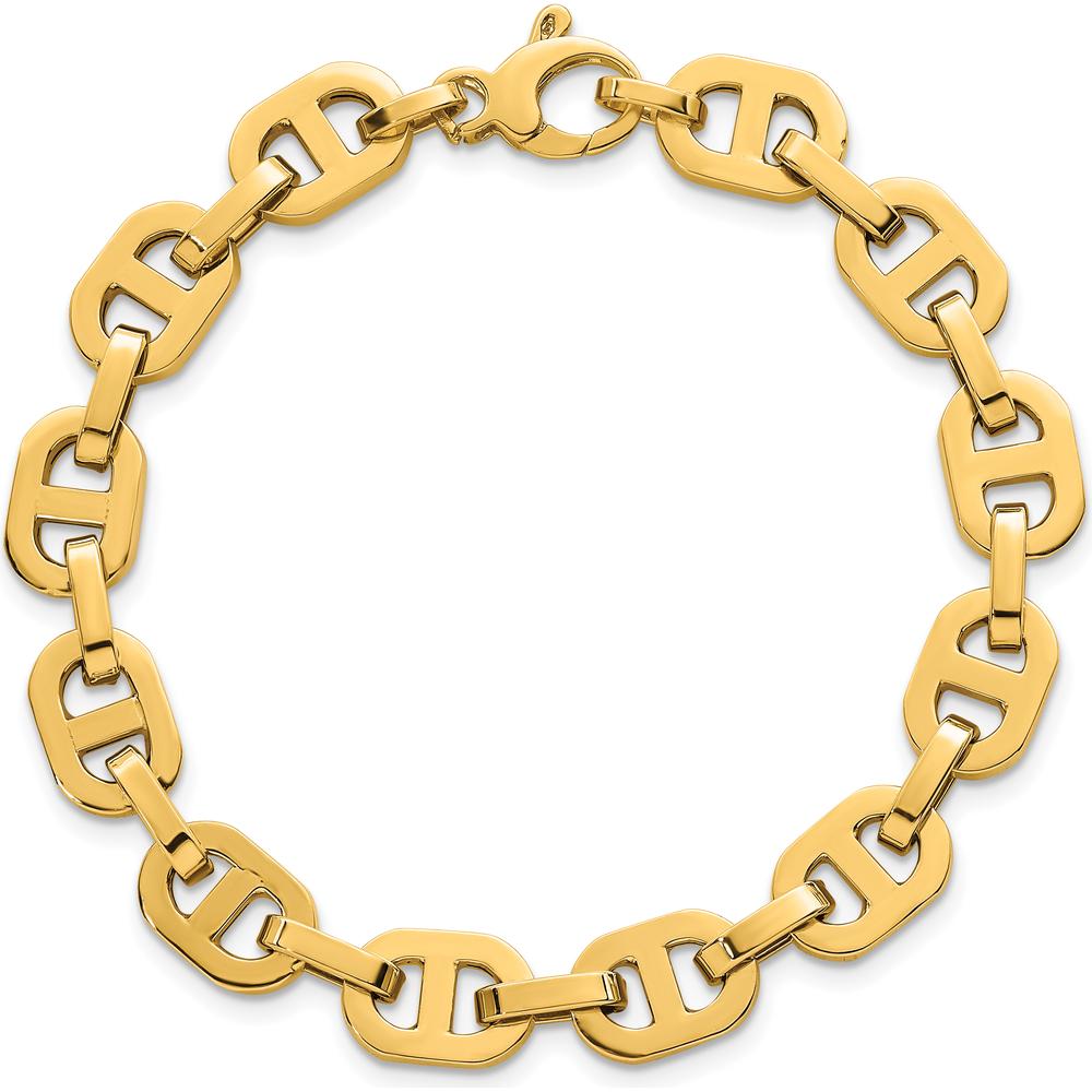 14K Yellow Gold Polished 8.5mm Fancy Anchor Link Bracelet - 7.5" Length by 0