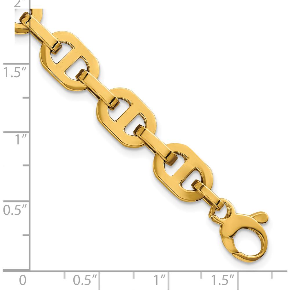 14K Yellow Gold Polished 8.5mm Fancy Anchor Link Bracelet - 7.5" Length by 0