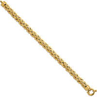14K Yellow Gold Polished 8.5mm Knife Edge Byzantine Link Bracelet - 7.5" Length by 0