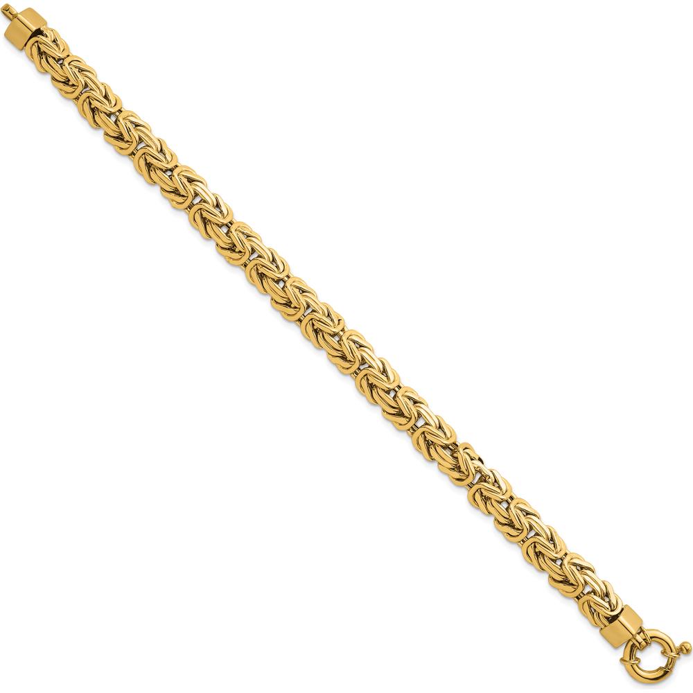 14K Yellow Gold Polished 8.5mm Knife Edge Byzantine Link Bracelet - 7.5" Length by 0