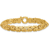 14K Yellow Gold Polished 8.5mm Knife Edge Byzantine Link Bracelet - 7.5" Length by 0