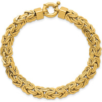14K Yellow Gold Polished 8.5mm Knife Edge Byzantine Link Bracelet - 7.5" Length by 0