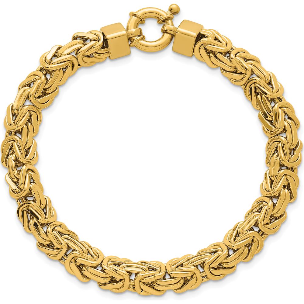 14K Yellow Gold Polished 8.5mm Knife Edge Byzantine Link Bracelet - 7.5" Length by 0