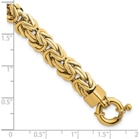 14K Yellow Gold Polished 8.5mm Knife Edge Byzantine Link Bracelet - 7.5" Length by 0