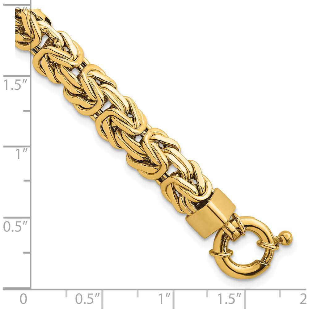 14K Yellow Gold Polished 8.5mm Knife Edge Byzantine Link Bracelet - 7.5" Length by 0