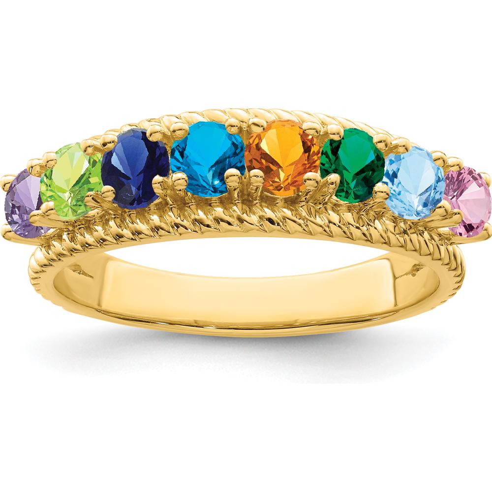 14K Yellow Gold Polished 8-Stone Mother's Ring Mounting - Customizable for Personalization by Monteluci Fine Jewelry