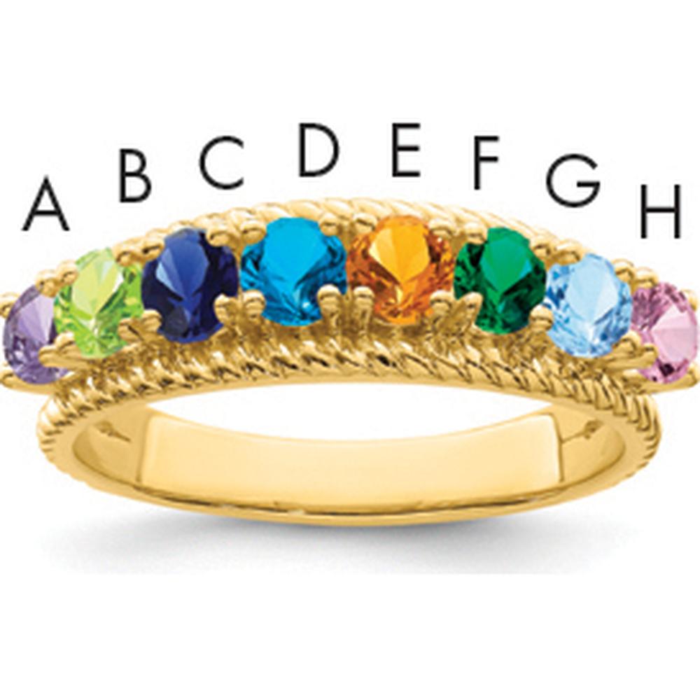 14K Yellow Gold Polished 8-Stone Mother's Ring Mounting - Customizable for Personalization by Monteluci Fine Jewelry