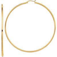 14K Yellow Gold Polished 80mm Round Tube Hoop Earrings by 0