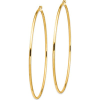 14K Yellow Gold Polished 80mm Round Tube Hoop Earrings by 0