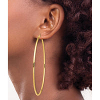 14K Yellow Gold Polished 80mm Round Tube Hoop Earrings by 0