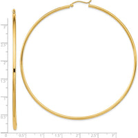 14K Yellow Gold Polished 80mm Round Tube Hoop Earrings by 0