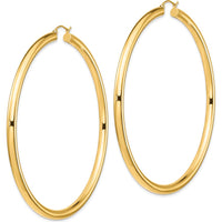 14K Yellow Gold Polished 80mm Round Tube Hoop Earrings by 0
