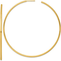 14K Yellow Gold Polished 80mm Tube C-Hoop Post Earrings by 0