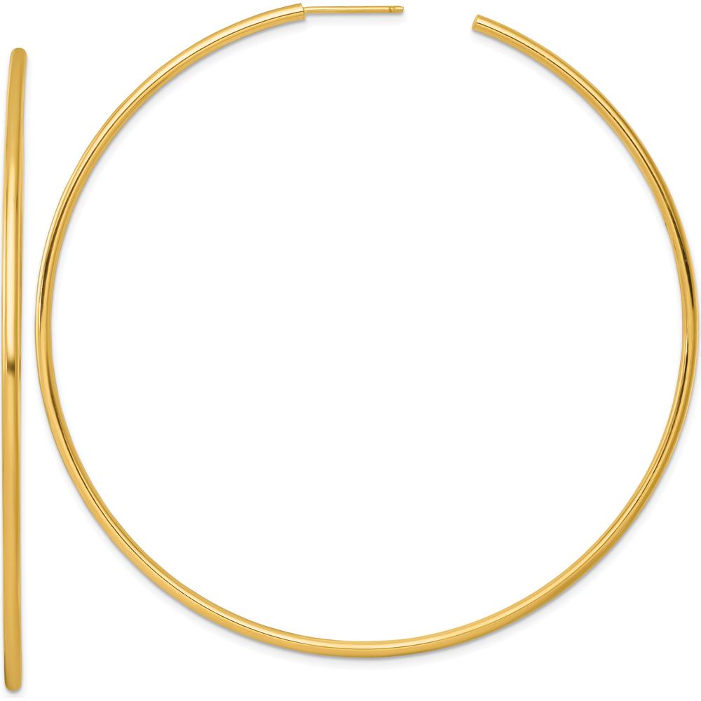 14K Yellow Gold Polished 80mm Tube C-Hoop Post Earrings by 0