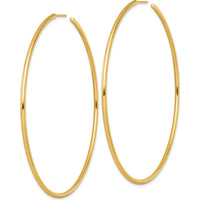 14K Yellow Gold Polished 80mm Tube C-Hoop Post Earrings by 0