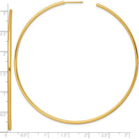 14K Yellow Gold Polished 80mm Tube C-Hoop Post Earrings by 0
