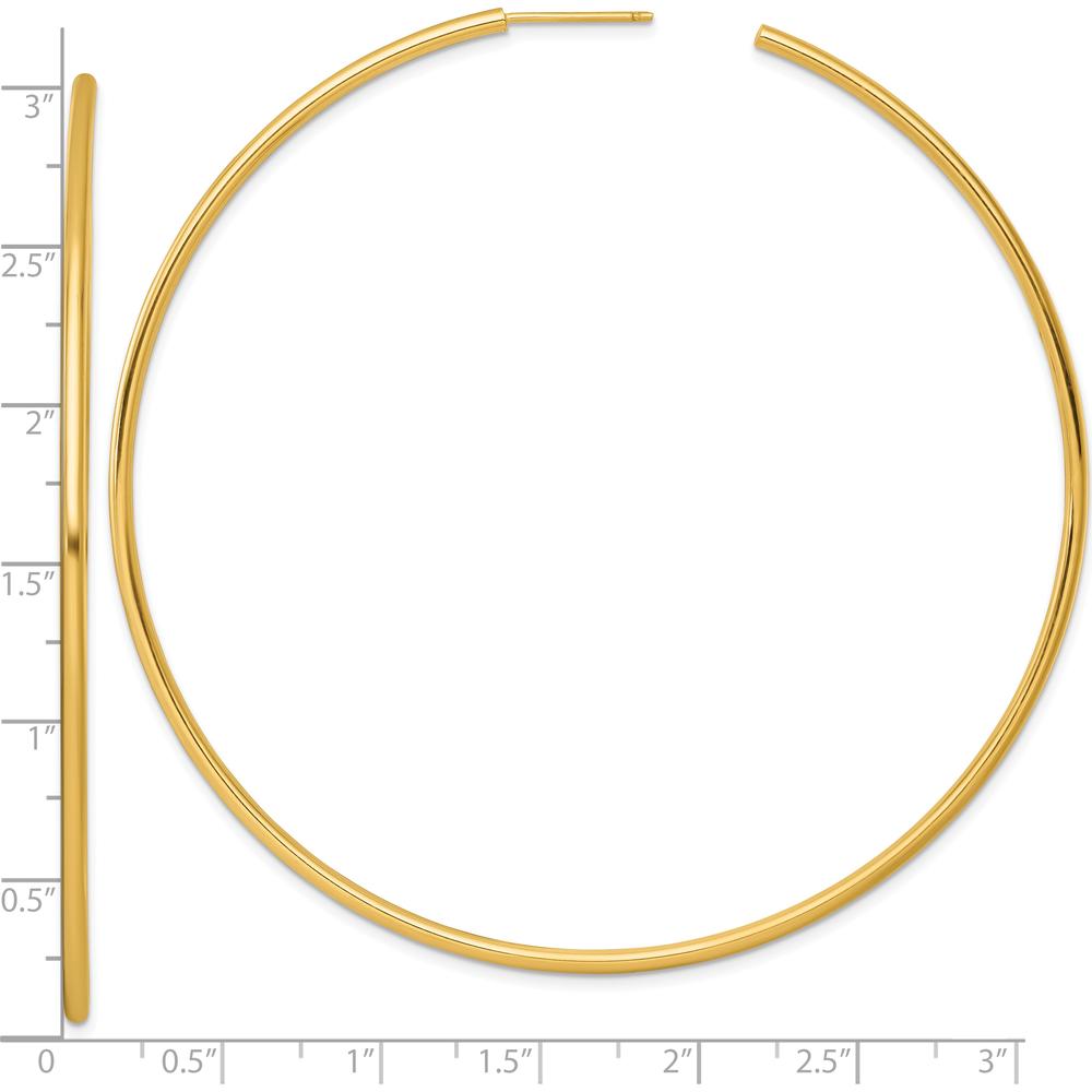 14K Yellow Gold Polished 80mm Tube C-Hoop Post Earrings by 0