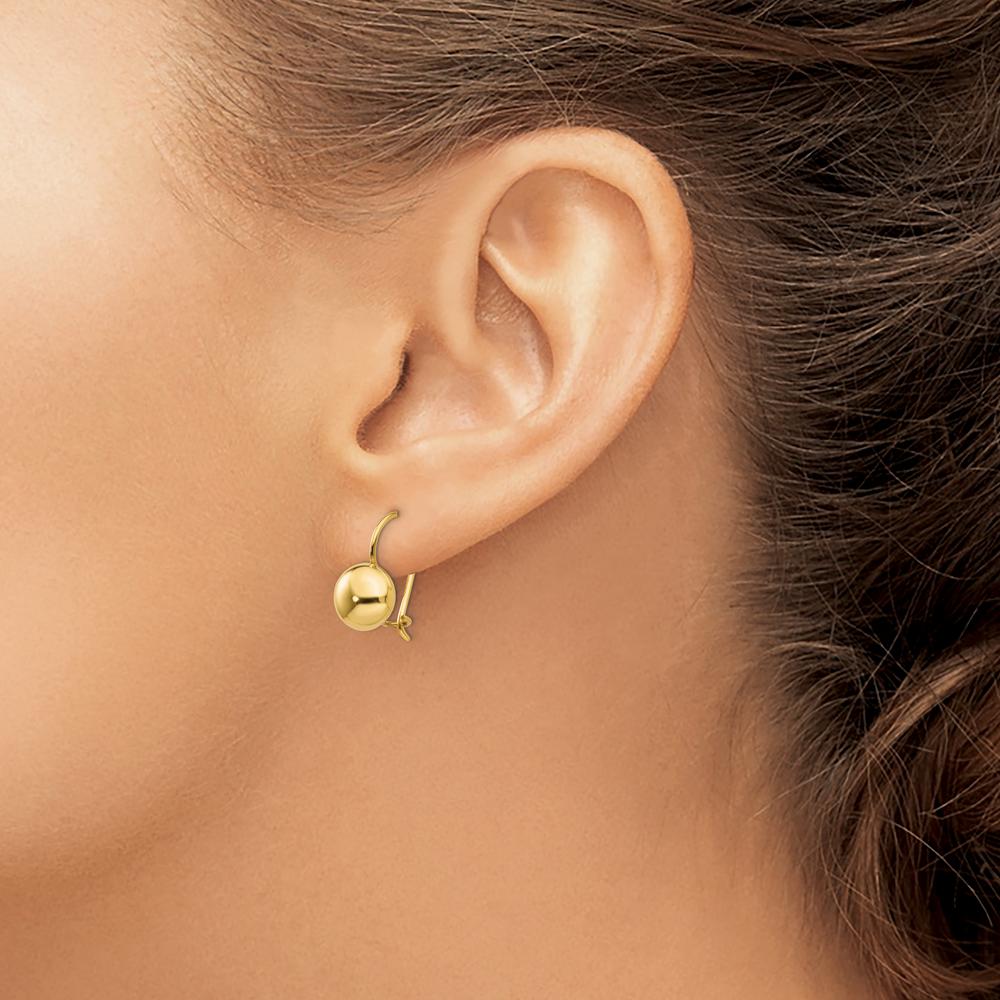 14K Yellow Gold Polished 8mm Button Drop Earrings with Kidney Wire Closure by Oro Pregiato